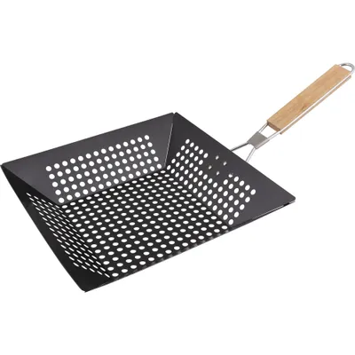 Produktbild von LAMART LT5031 Grilovací pánev, uhlíková ocel, dřevo, černá, 30 x 30 cm