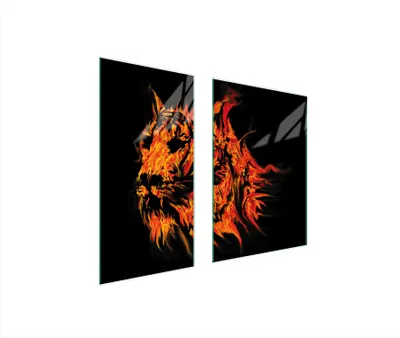 Produktbild von Herdabdeckplatten 2 teilig 75x52 Glaskeramikkochfeld Abdeckung Glas Schneidebrett Tiger Schwarz