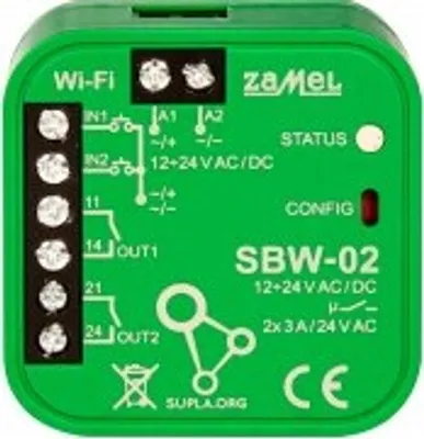 Zdjęcie produktu dla Sterownik bramy garażowej WI-FI 2-kanałowy Supla Zamel SBW-02