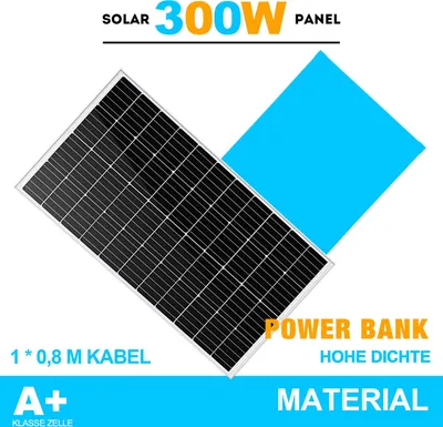 Produktbild von 300 Watt Solarpanel Monokristallin Solarmodul 300W 18V für Batterien, Photovoltaik - Solarzelle Solaranlage für Wohnwagen, Camping, balkonkraftwerk