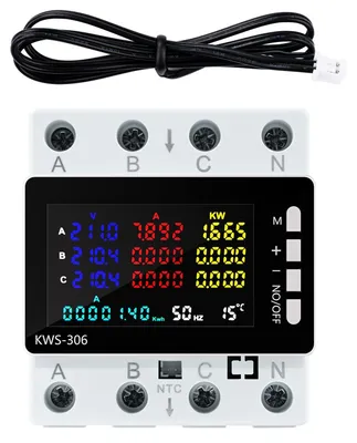 Drehstromzähler 3-phasig, 9-in-1, AC 85-290V, 0-80A, 7 Schutzfunktionen