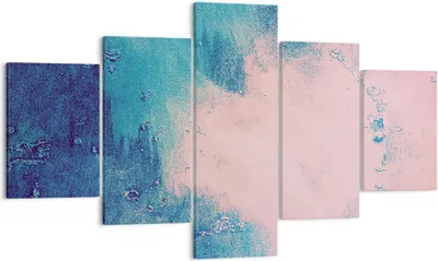 Produktbild von Bild auf Leinwand - Leinwandbild - 5 Teile - Abstraktion Rosa Blau - 125x70cm - Wand Bild - Wanddeko - Wandbilder - Leinwanddruck - Bilder - Wanddekoration - Leinwand bilder - Wandbild - EA125x70-4856