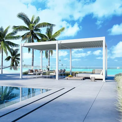 Produktbild von Weide Deluxe Pergola Voll-Aluminium 3x6m mit Lamellendach freistehend weiß