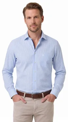 Produktbild von Olymp Luxor Hemd blau weiß gestreift Modern Fit