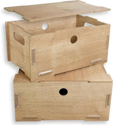Produktbild von Stapelbare Holzkiste mit Deckel, MDF, 30x20x14 cm, Kinderspielzeugkiste
