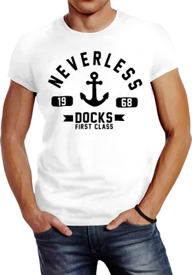 Produktbild von Cooles Herren T-Shirt Anker Slim Fit Neverless® weiß XL