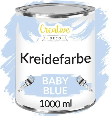 Obrázok produktu pre Creative Deco Kriedová farba Svetlo modrá | 1000 ml | Matný a umývateľný | Ideálny na renováciu nábytku, dekoráciu a decoupage | Možný efekt opotrebenia a prechodu