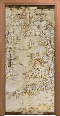 Produktbild von Türposter 90x200 cm Türaufkleber Türtapete Türfolie Klebefolie Nachbildung Karte Alt-England Insel