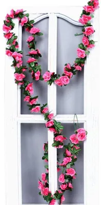 Image de Guirlande de fleurs artificielles de 250 cm - Couronne de fleurs décorative - Décoration murale - Roses en soie - Guirlande de fleurs pour mariage - Guirlande de fleurs artificielles