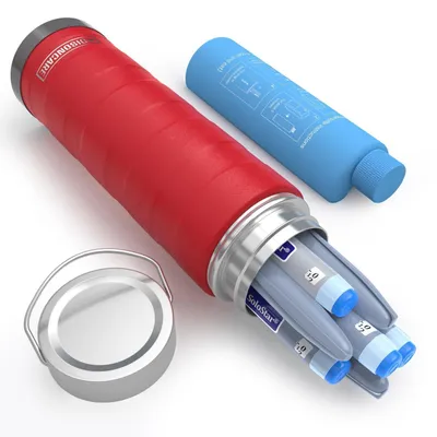 Obrázek produktu pro Chladicí taška pro injekční pera s inzulinem, 74 hodin, 2-8°C, cestovní, schválená pro leteckou přepravu (TSA), 2 chladicí vložky, červená