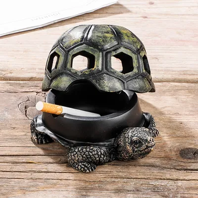 Produktbild von Aschenbecher Schildkröte Tischaschenbecher mit Deckel Zigaretten Ascher
