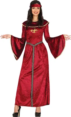 Immagine prodotto di Principessa Regina Medievale Costume da Fiaba Rosso Abito da Festa Carnevale Donna Evento Carnevale Deluxe, Taglia: 42 - 44 (L) Colore: Rosso