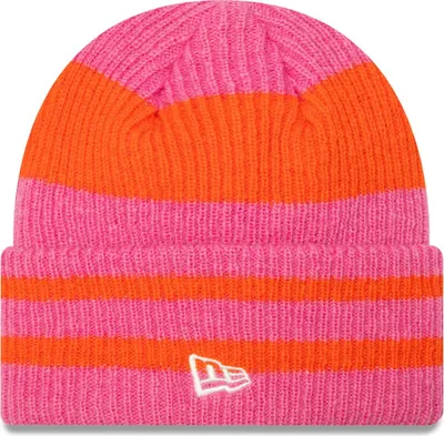 Zdjęcie produktu dla New Era damska czapka zimowa CUFF STIPED różowy/pomarańczowy