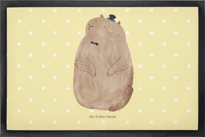Produktbild von Mr. & Mrs. Panda fußmatte Murmeltier 50 x 75 cm - Gelb Pastell - Geschenk, Türvorleger, Fußabstreifer, abstreifer, Lustige Sprüche, Respekt, Fröhlichkeit, Anstand, Knigge