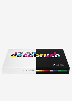 Produktbild von karin Pigment Decobrush, Schwarz, Blau, Braun, Grün, Orange, Pink, Rot, Türkis, Violett, Weiß, Gelb, 12 Farben, Rund, Junge/Mädchen, Box, 12 Stück(e)