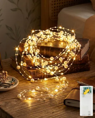 Imagen del producto de Guirnalda de luces con cuentas - 2 metros, 20 LEDs - Blanco cálido