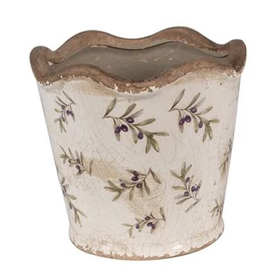 Produktbild von Clayre & Eef Blumentopf Ø 13x12 cm Beige Blau Keramik Oliven