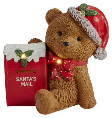 Produktbild von Figur ein Bär mit Briefkasten, LED-Beleuchtung, 31 x 22,5 x 31 cm
