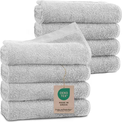 Produktbild von Hausfelder Handtücher Premium Handtuch 8er Set (Hellgrau, 8 Handtücher 50x100cm)