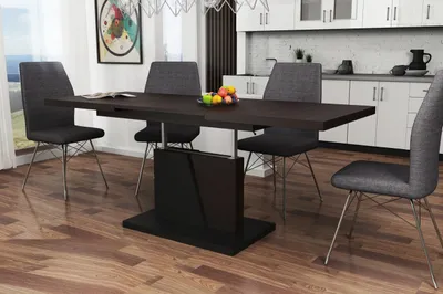 Produktbild von Grand Noir Couchtisch ausziehbar höhenverstellbar 120-180cm in Walnuss Wenge - Schwarz matt modern vielseitig Wohnzimmertisch Esstisch Beistelltisch Sofatisch platzsparend hochwertig Wohnzimmer