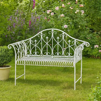 Produktbild von Metall Gartenbank Weiß romantisch nostalgisch