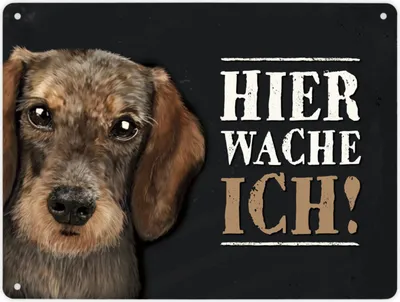 Produktbild von Hier wache ich! Metallschild XL mit Dackel Motiv Schild Blechschild