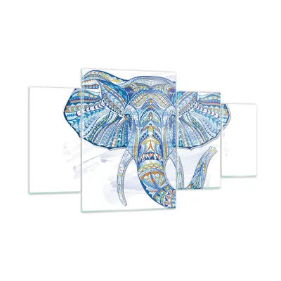 Produktbild von Bilder auf glas - Elefant Muster Tierwelt Afrika - 160x90cm - Glasbilder - Wandbilder - Kunstdruck - zum Aufhängen bereit - Wanddekoration aus Glas - Glas Bilder - Wandbild auf Glas - GDL160x90-3089