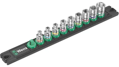 Productafbeelding van Nuss-Magnetleiste A Imperial, set van 9 bits voor steeksleutels, 1/4" (zwart/groen)