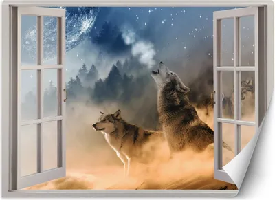 Produktbild von Vlies fototapete Fenster Wolfswald im Nebel 140x100 cm Feeby Blau inkl. Kleber einfache Montage