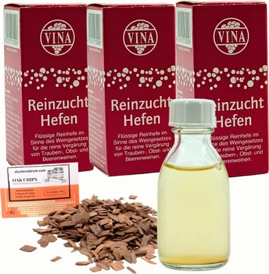 Produktbild von 3 x VINA Weinhefe für 100L - Brennmaischhefe, Set für 300L Wein, Vina Wein Hefe, Wein Flüssighefe