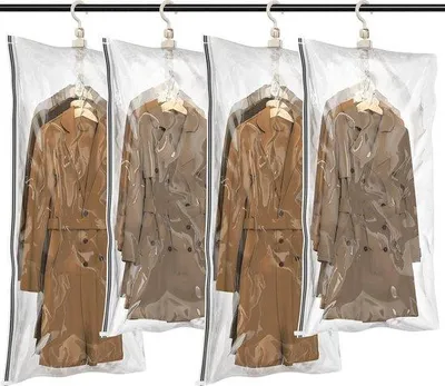 Productafbeelding van Famanu vacuümverpakkingstassen, set van 4 - Ruimtebesparende, transparante kledingzakken voor jassen en kleding