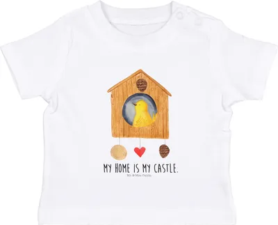 Produktbild von Mr. & Mrs. Panda Babyshirt Vogel Haus 0. - 6. Monat - Weiß - Geschenk, Organic Baby T-Shirt, Jerseyshirt, Castle, Wohnung, , Shirt, Familie, Kinder, Lustige Sprüche