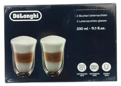 Produktbild von De'Longhi DLSC312 Doppelwandiges Thermoglas Latte Macchiato 2er Set Kaffee Genuss;