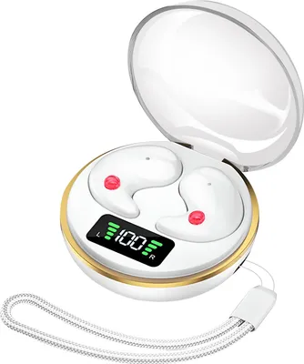 Avizar, Schlaf In-Ears ultraflach Bluetooth mit LED Etui angenehm, Weiß