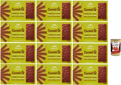 Produktbild von Galbusera CerealiG cracker ai 5 cereali con riso soffiato ricoperte di cioccolato, 5 Getreide crackers mit aufem Reis mit Schokolade bedeckt 12x 150 g + Italian Gourmet polpa 400g