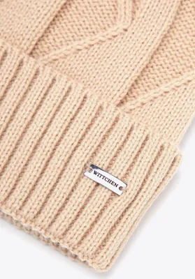 Produktbild von Wittchen Damen-Acrylhut in Beige mit kontrastierendem Bommel