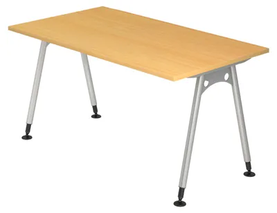 Immagine prodotto di Scrivania della serie "A" di bümö - Finitura: noce, dimensioni: 140 x 80 cm