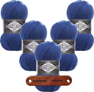 Produktbild von 5 x ALIZE Superlana Midi 141 Royal Blue mit Label