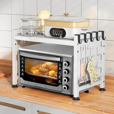 Produktbild von Ausziehbares Mikrowellenregal - Platzsparend - Verstellbar - 1 Stück - Weiß - Kohlenstoffstahl