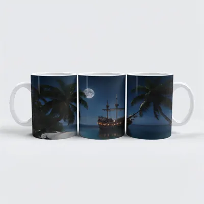 Produktbild von raxxa Premium-Tasse "Segelschiff vor tropischer Küste"
