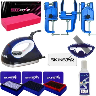 Image de SkinStar Set fart de ski, affûteuse de carres & spatule de ski Fer à farter Brosses 9 pièces