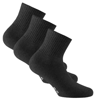 Produktbild von Rohner Basic Uni Quarter Socken, 3er Pack - Sport Quarter, Baumwollmischung, einfarbig Schwarz 43-46
