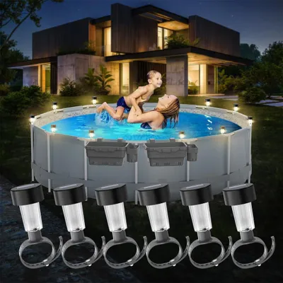 Produktbild von 10er Solar Poolbeleuchtung Set LED, warmweiß, für Frame Pool, Garten & Terrasse, IP44 wetterfest, kabellos, einfache Montage