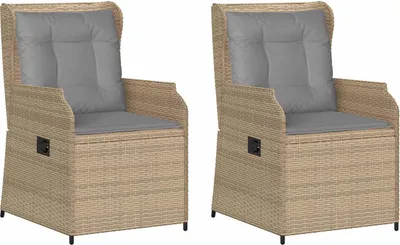 Image de vidaXL Banc de jardin 2 pcs Beige Poly-Rattan
