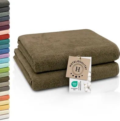 Produktbild von 2er Set Badetücher, 100% Baumwolle, 100x150 cm, 420g/qm, braun