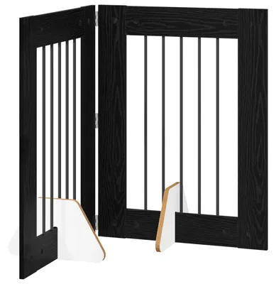 Immagine prodotto di vidaXL Cancello pieghevole per cani con montanti (2 pezzi) Rovere nero 120,5 cm