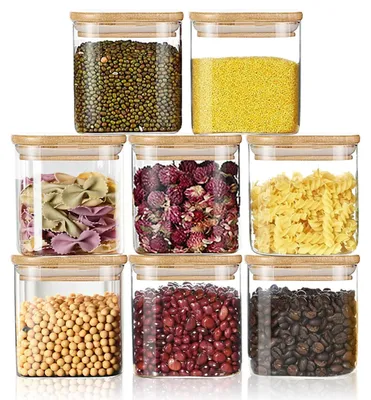 Immagine prodotto di 8 contenitori in vetro per alimenti con coperchi ermetici