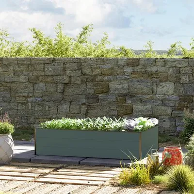Image de GFP Aluminium Carré potager surélevé HALFSIZE - Bac de jardin stable et peu encombrant en anthracite  - 150 x 99 x 39 cm