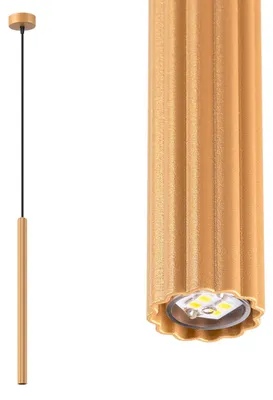 Produktbild von Hängeleuchte Metall rund Ø 8 cm H: max. 120 cm in Gold G9 Modern Pendelleuchte