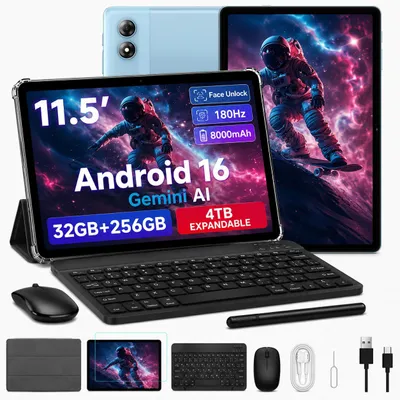 Produktbild von T70 Android 16 Tablet 11", 32GB+256GB(2TB TF), 180Hz Touch, 90Hz Display, 8000mAh, 8MP+13MP, mit Stylus/Cover/Tastatur/Maus, Gesichtserkennung